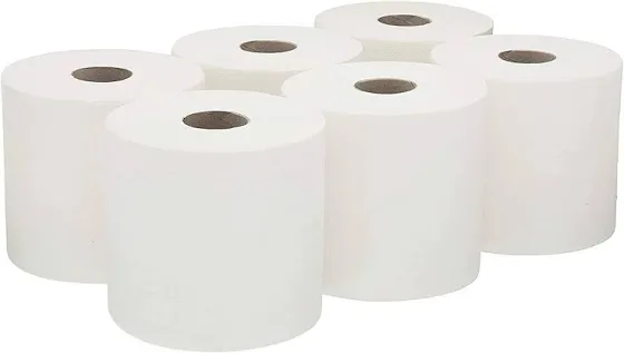 White Centrefeed rolls 6 pack